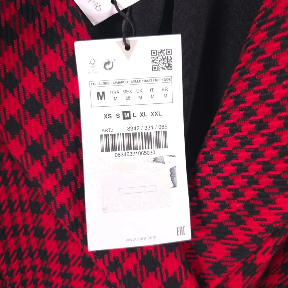 NWT ZARA ROMANIA🇷🇴MADE Houndstooth Blazer‎ Dress Romper 8342/331 MEDIUM